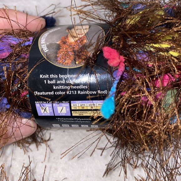 Lion Brand Yarn Fun Fur Lot Of 2 Color: Chocolate Sprinkles New Turkey Fall - Picture 2 of 4